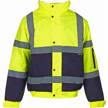 Supertouch Yellow/Navy Hi Vis Two Tone Waterproof Bomber Jacket