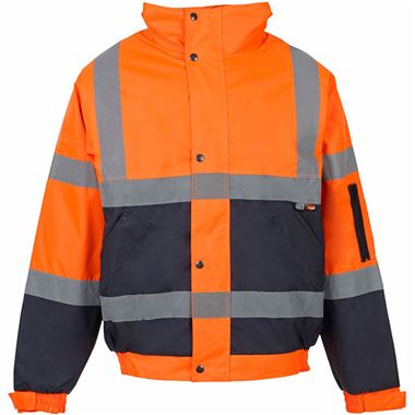 Supertouch Orange/Navy Hi Vis Two Tone Waterproof Bomber Jacket