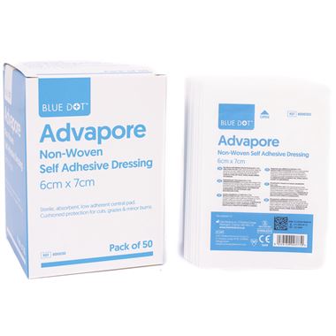 Advapore Fabric Non-Woven Adhesive Wound Dressings - Pack of 50