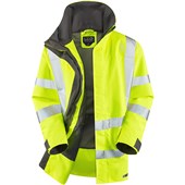 Leo Workwear Eastleigh Yellow EcoViz 10K Mesh Lined Waterproof Breathable Hi Vis Jacket 