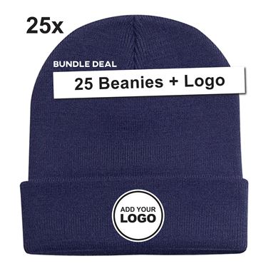 25 x Uneek UC410 Cuffed Beanie Hats including Logo | Bundle Deal