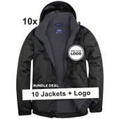 10 x Uneek UC620 Fleece Lined Waterproof Jacket including Logo | Bundle Deal