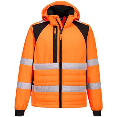 Portwest CD863 WX2 Orange Eco Friendly Hybrid Padded Hi Vis Baffle Jacket