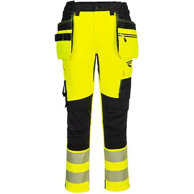 Portwest DX454 DX4 Yellow Stretch Detachable Holster Pocket Hi Vis Craft Trouser