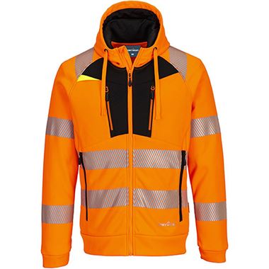 Portwest DX484 DX4 Orange Mesh Lined Hi Vis Zipped Hooded Sweatshirt