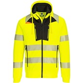 Portwest DX484 DX4 Yellow Mesh Lined Hi Vis Zipped Hooded Sweatshirt