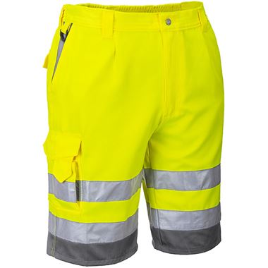 Portwest E043 Yellow Polycotton Hi Vis Shorts