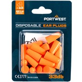 Portwest EP14 PU Foam Uncorded Ear Plugs (10 Pairs) - SNR 33dB