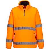 Portwest F302 Orange 1/2 Zip Hi Vis Fleece