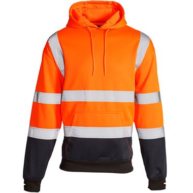 Supertouch Orange/Navy Hi Vis Two Tone Hooded Sweatshirt