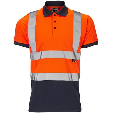 Supertouch Orange/Navy Hi-Vis Two Tone Polo Shirt
