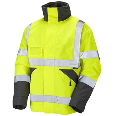 Leo Workwear Bickington Yellow Hi Vis Bomber Jacket | Safetec