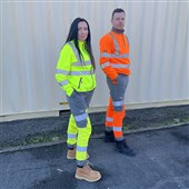 Leo Workwear Hawkridge Orange EcoViz 4X Stretch Hi Vis Jog Trouser