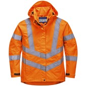 Portwest LW70 Orange Womens Mesh Lined Waterproof & Breathable Hi Vis Jacket 