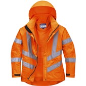 Portwest LW70 Orange Womens Mesh Lined Waterproof & Breathable Hi Vis Jacket 