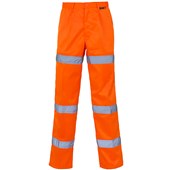 Supertouch Orange 3 Band Polycotton Hi Vis Trousers Supertouch Orange 3 Band Polycotton Hi Vis Trousers