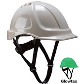 Portwest PG54 Endurance Glowtex Safety Helmet - Glow In The Dark - Non Vented Wheel Ratchet Short Peak