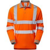 Pulsar PR470-R Rail Orange GRS Recycled Hi Vis Long Sleeve Polo Shirt