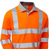 Pulsar PR470-R Rail Orange GRS Recycled Hi Vis Long Sleeve Polo Shirt