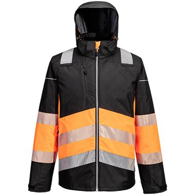 Portwest PW364 PW3 Orange/Black Class 1 Padded Waterproof Hi Vis Winter Jacket