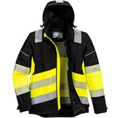 Portwest PW368 PW3 Yellow/Black Extreme Class 1 Waterproof Breathable Hi Vis Rain Jacket
