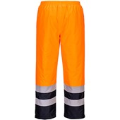 Portwest S598 Orange/Navy Two Tone Waterproof Lined Padded Hi Vis Winter Trouser