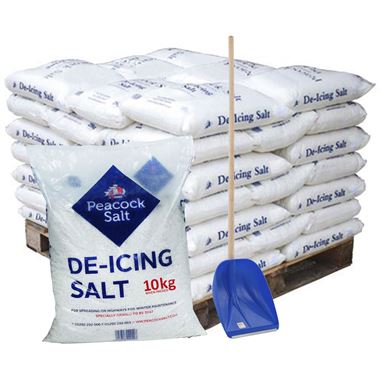 White De-Icing Salt 10kg - Pallet of 100 Bags with Shovel