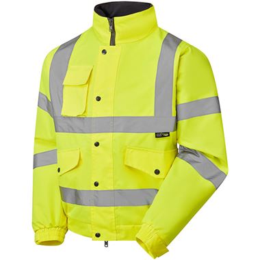 Supertouch Yellow Hi Vis Fleece Lined Waterproof Padded Bomber Jacket