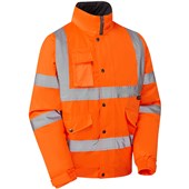 Supertouch Orange Hi Vis Fleece Lined Waterproof Padded Bomber Jacket