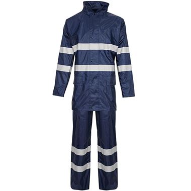 Supertouch Navy Contractor Hi Vis Rainsuit