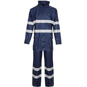 Supertouch Navy Contractor Hi Vis Rainsuit