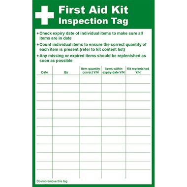 First Aid Kit Inspection Tag (Pack 10)