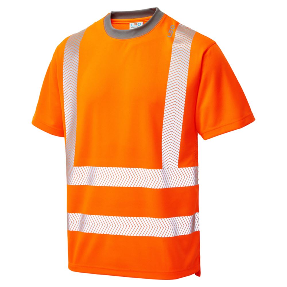 Leo Larkstone Orange EcoViz Coolviz Plus Hi Vis T-Shirt | Safetec