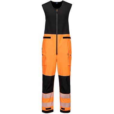 Portwest T150 PW3 Orange Waterproof Breathable Hi Vis Rain Salopettes (3L)