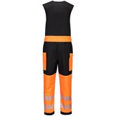 Portwest T150 PW3 Orange Waterproof Breathable Hi Vis Rain Salopettes (3L)