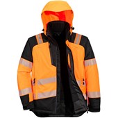 Portwest T160 PW3 Orange Waterproof Padded Hi Vis Winter Jacket