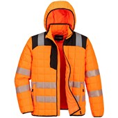 Portwest T165 PW3 Orange Padded Lined Hi Vis Baffle Jacket