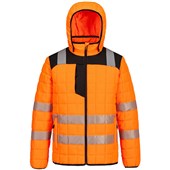 Portwest T165 PW3 Orange Padded Lined Hi Vis Baffle Jacket