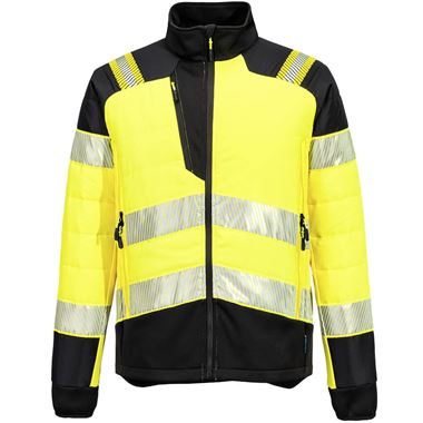 Portwest T170 PW3 Yellow Hybrid Padded Lined Hi Vis Baffle Jacket