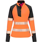 Portwest T173 PW3 Orange Women's 1/4 Zip Hi Vis Sweatshirt