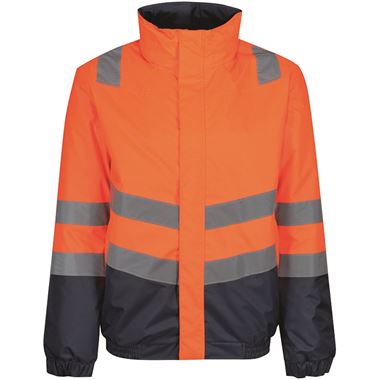 Regatta TRA218 Pro Orange/Navy Two Tone Waterproof Padded Hi Vis Bomber Jacket