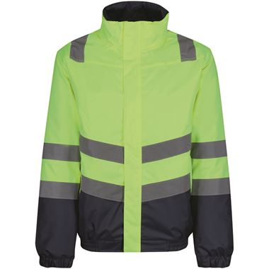 Regatta TRA218 Pro Yellow/Navy Two Tone Waterproof Padded Hi Vis Bomber Jacket