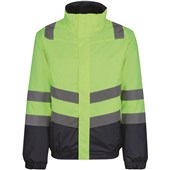 Regatta TRA218 Pro Yellow/Navy Two Tone Waterproof Padded Hi Vis Bomber Jacket