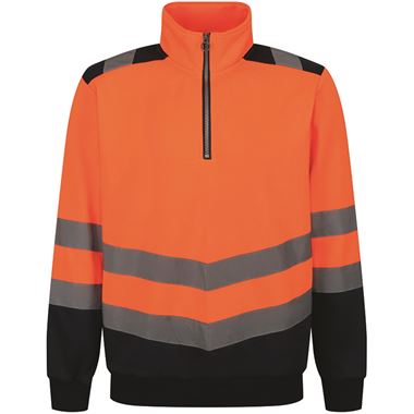 Regatta TRF670 Pro Orange/Navy Two Tone Hi Vis 1/4 Zip Sweat Top