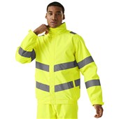 Regatta TRW457 Pro Contract Dover Yellow Waterproof Padded Fleece Lined Hi Vis Jacket