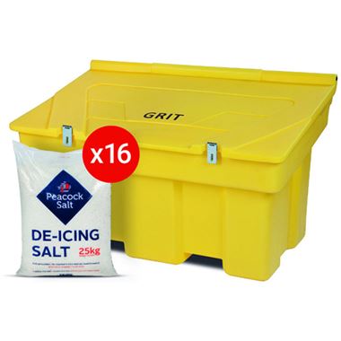 Winter Kit Two - Grit Bin with 16 x 25kg White De-icing Salt