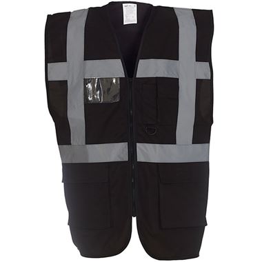 Yoko HVW801 Black Zipped Hi Vis Executive Vest