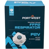 Portwest P211 Strap & Clip FFP2 Valved Dolomite Moulded Disposable Masks (Pack 10)