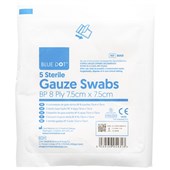 Sterile Gauze Swab Dressings - Pack of 5 (7.5 x 7.5cm 8ply)