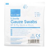 Sterile Gauze Swab Dressings - Pack of 5 (10cm x 10cm 8ply)